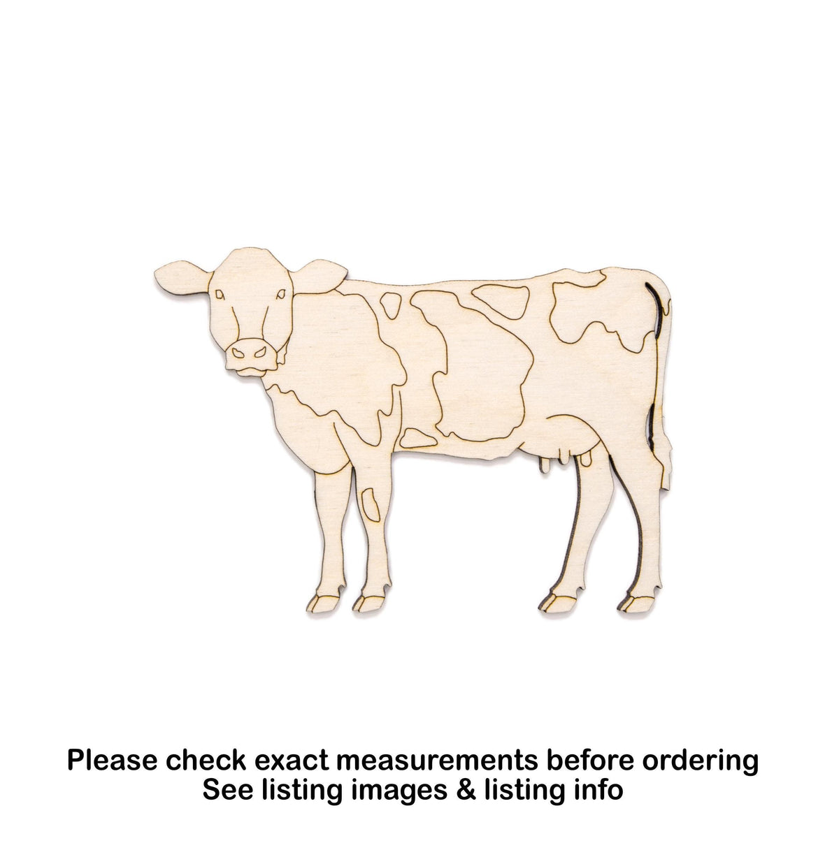 Cow Wood Cutout - Laser Cut Unfinished Craft Shape - Multiple Sizes