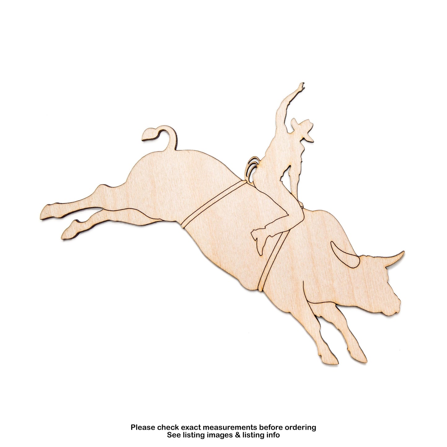 Bull Rider Wood Cutout - Laser Cut Unfinished Craft Shape - Multiple Sizes