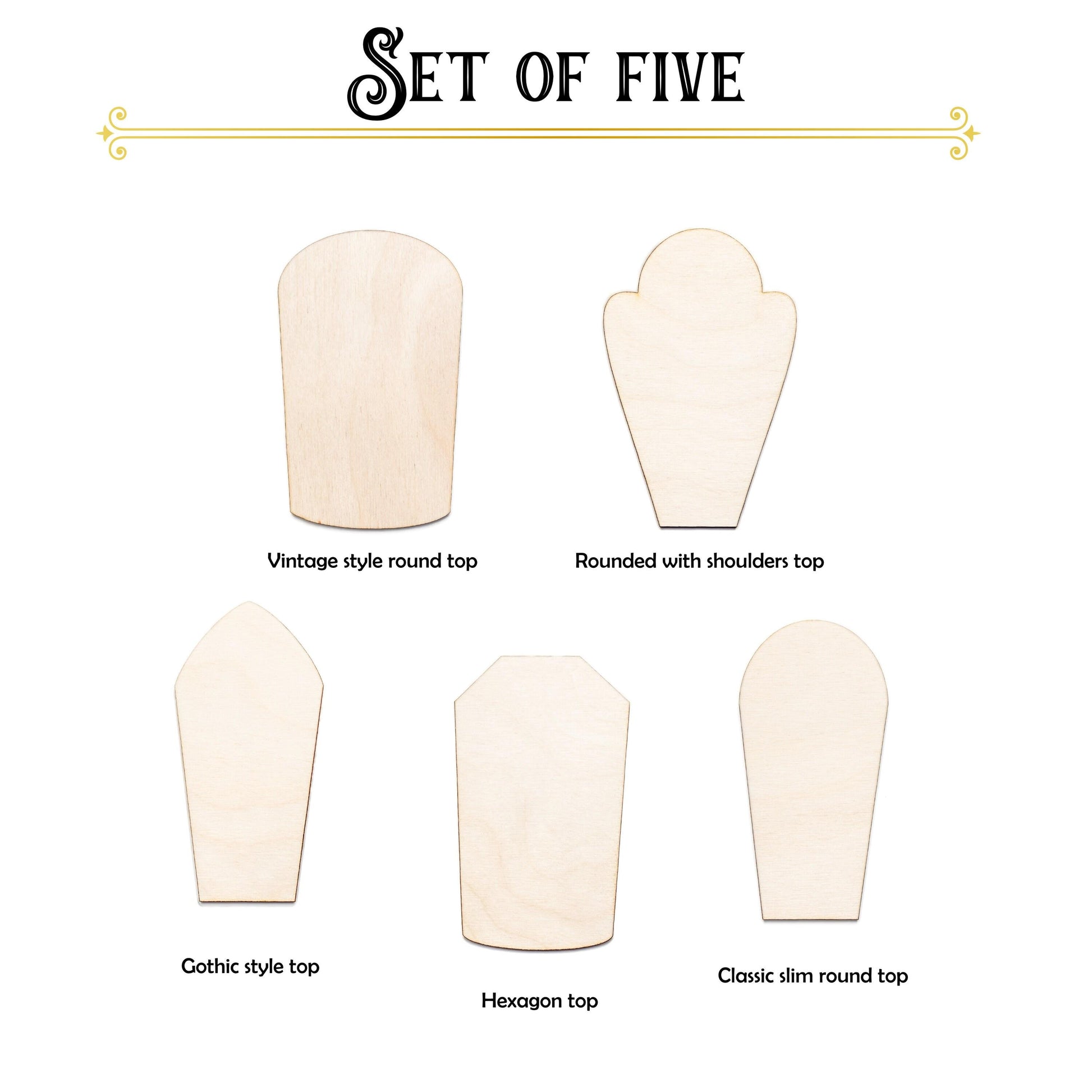 Tombstones Collection Blank Wood Cutout - Laser Cut Unfinished Craft Shape - Multiple Sizes