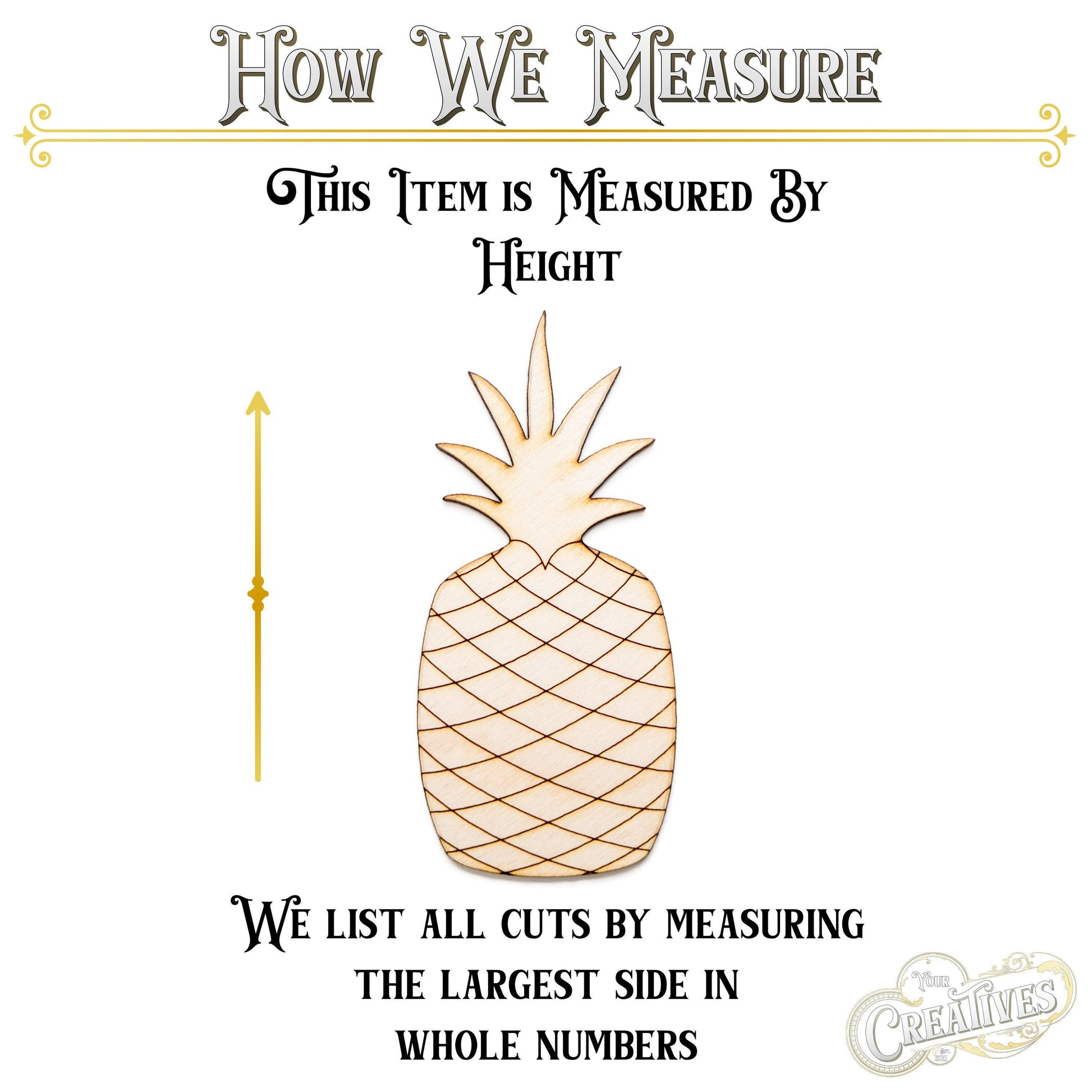 Pineapple Wood Cutout - Laser Cut Unfinished Craft Shape - Multiple Sizes