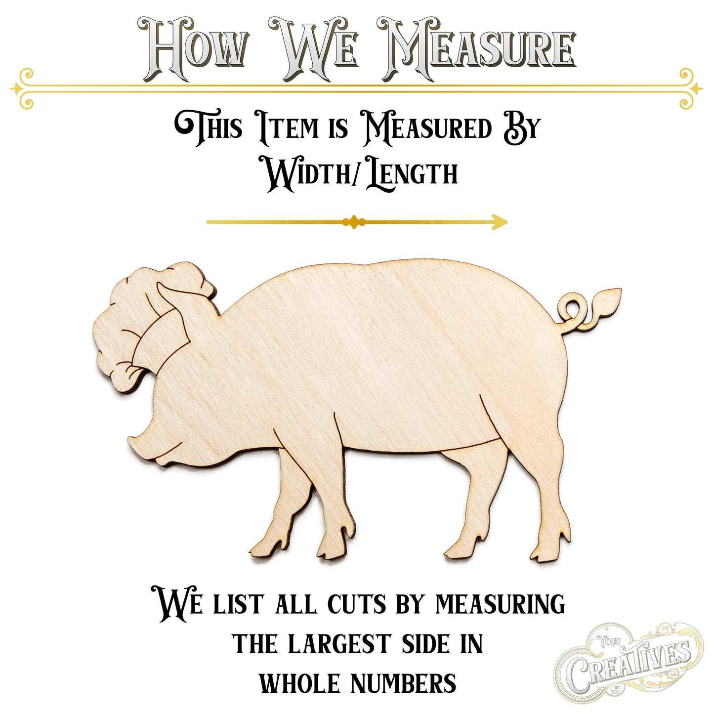 BBQ Pig Wood Cutout - Laser Cut Unfinished Craft Shape - Multiple Sizes
