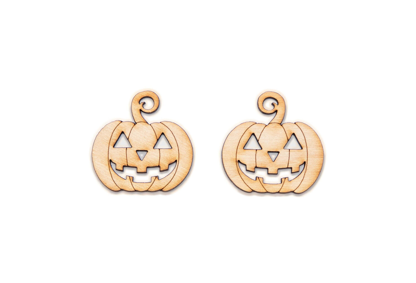Jack O Lantern Earrings Detailed Wood Cutout - Laser Cut Unfinished Craft Shape - Multiple Sizes
