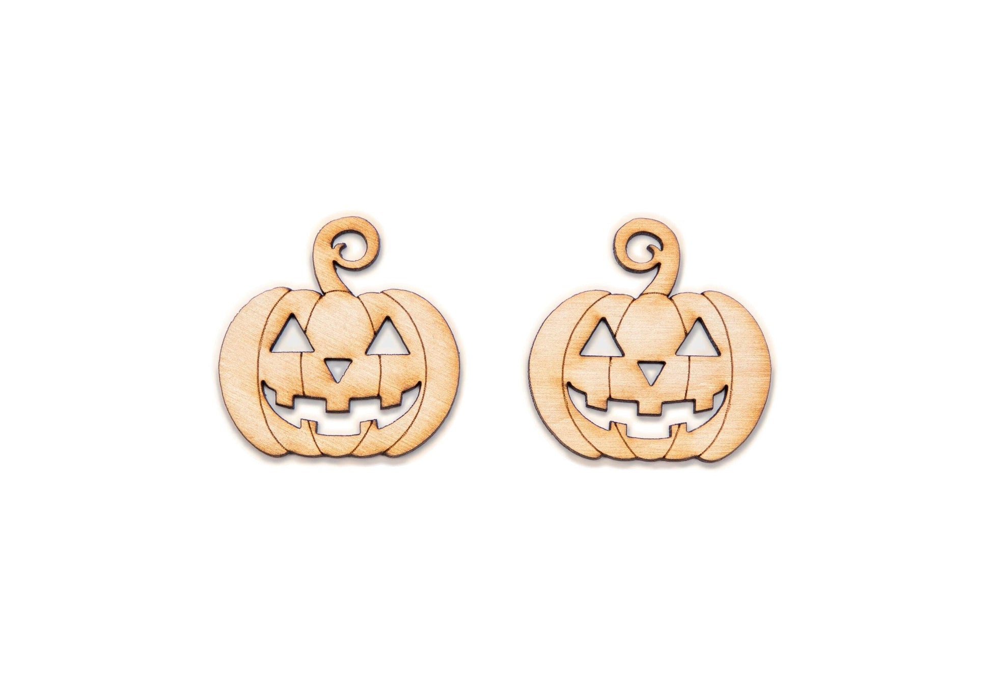 Jack O Lantern Earrings Detailed Wood Cutout - Laser Cut Unfinished Craft Shape - Multiple Sizes
