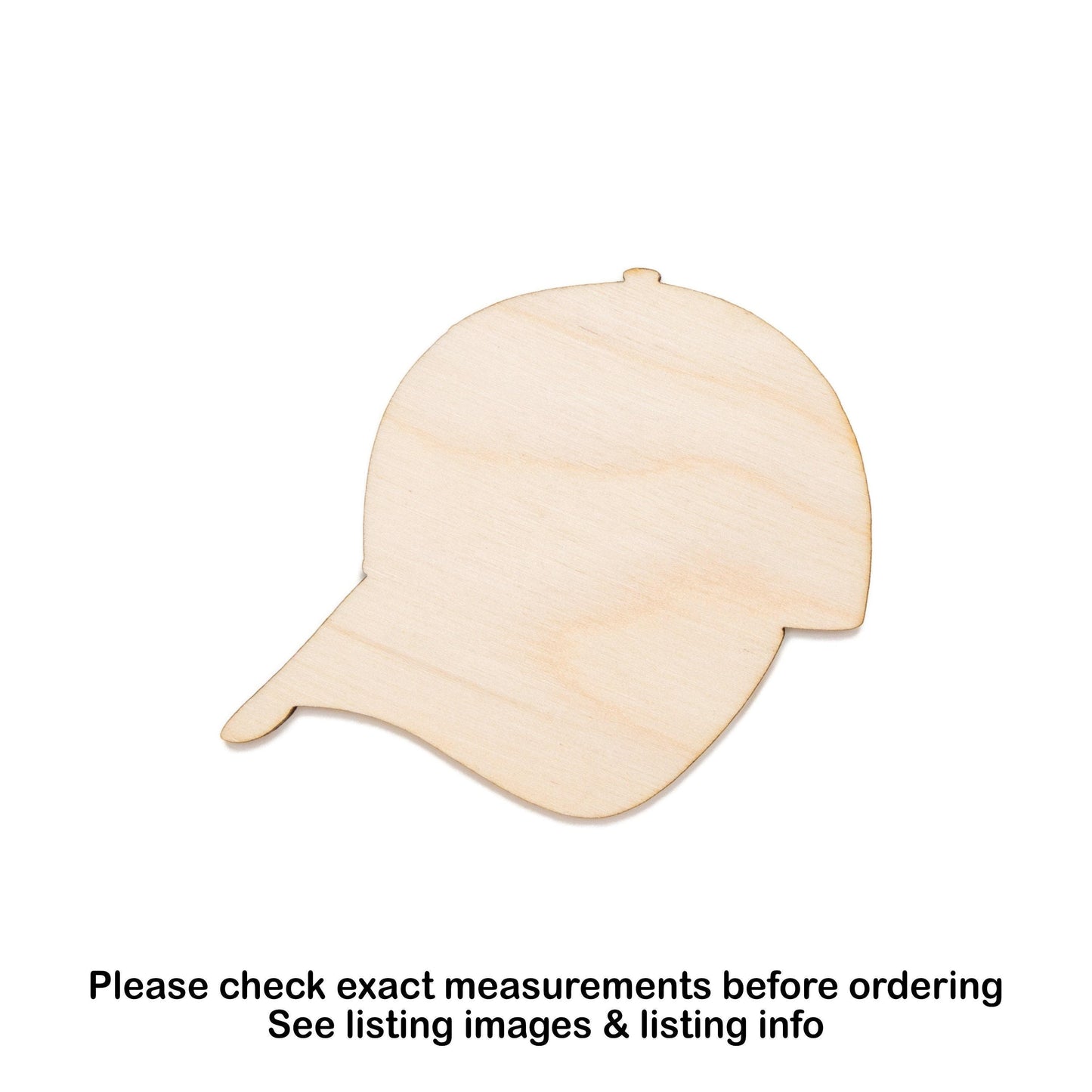 Baseball Cap Angle Blank Wood Cutout - Laser Cut Unfinished Craft Shape - Multiple Sizes
