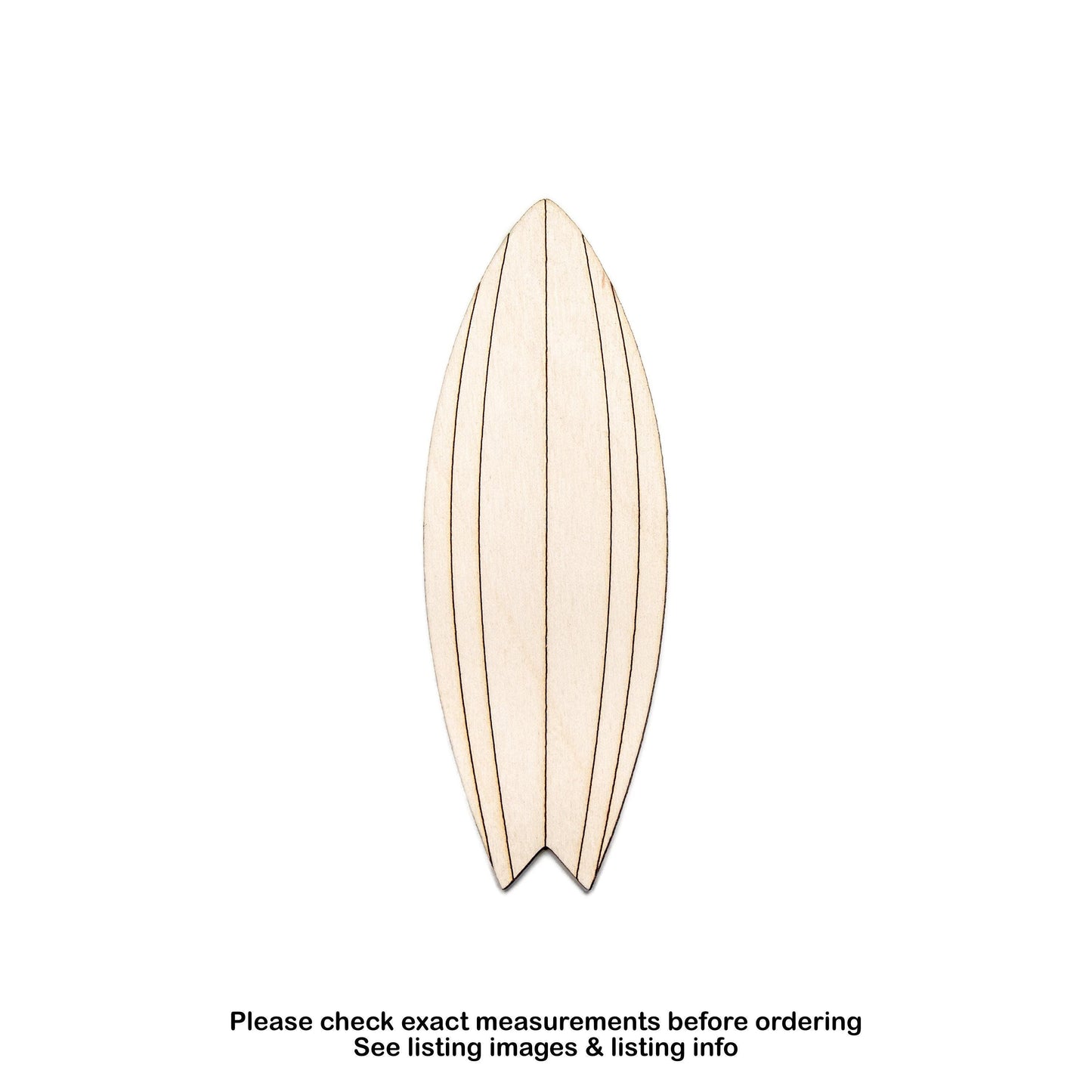 Surfboard Detailed Wood Cutout - Laser Cut Unfinished Craft Shape - Multiple Sizes
