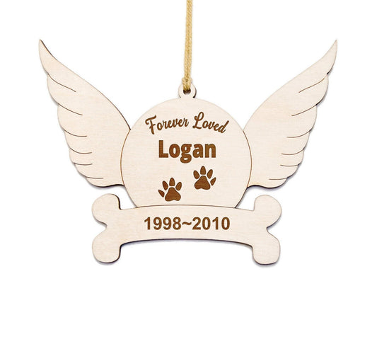 Custom Dog Memorial Wood Ornament - Laser Cut Personalized Holiday Craft Shape