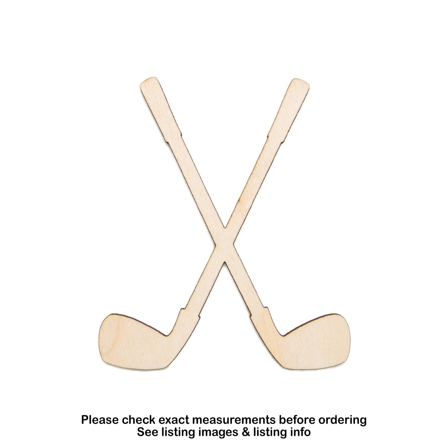 Golf Clubs Crossed Blank Wood Cutout - Laser Cut Unfinished Craft Shape - Multiple Sizes