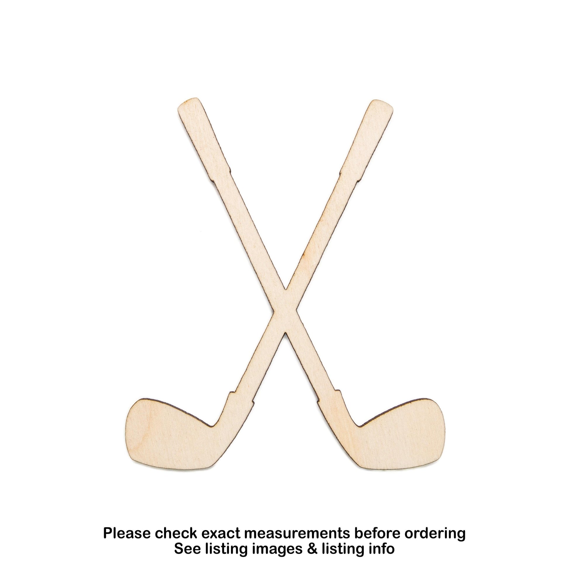 Golf Clubs Crossed Blank Wood Cutout - Laser Cut Unfinished Craft Shape - Multiple Sizes