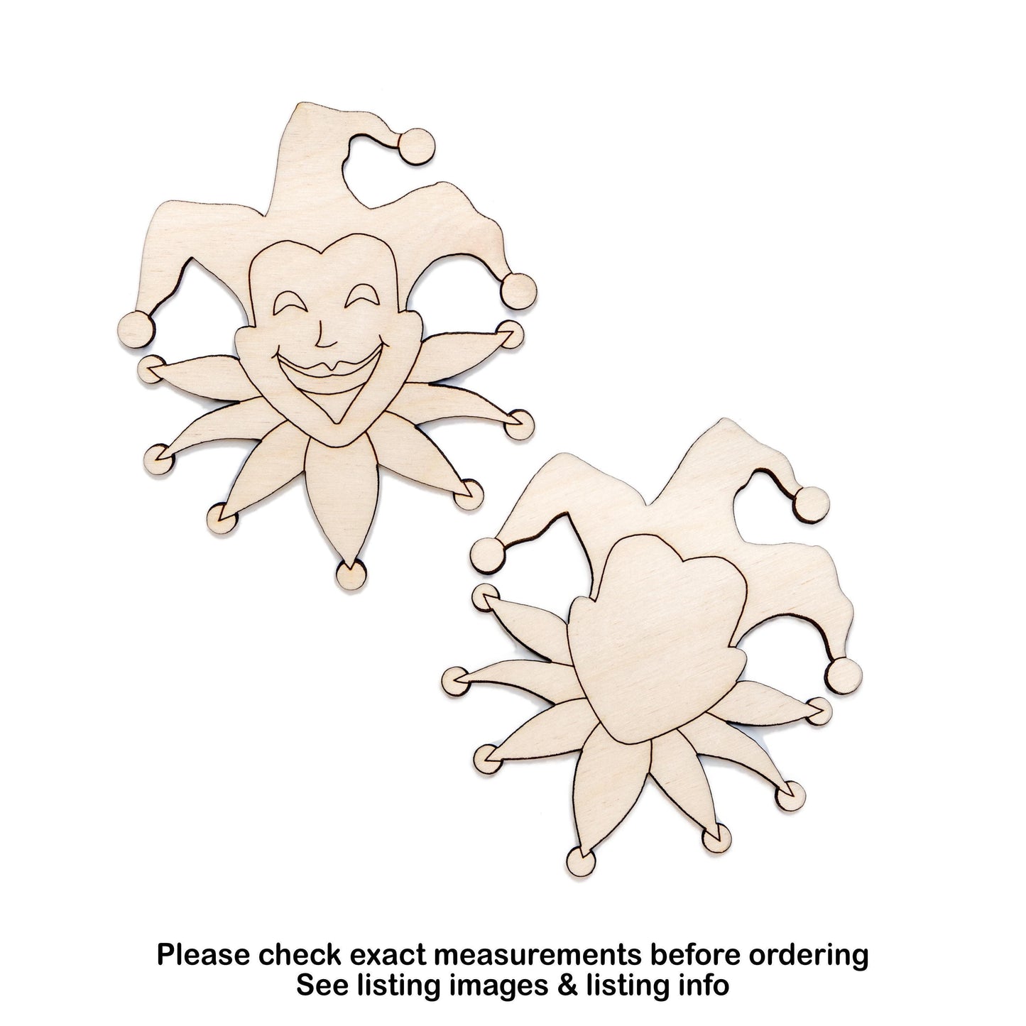 Jester Detailed Wood Cutout - Laser Cut Unfinished Craft Shape - Multiple Sizes