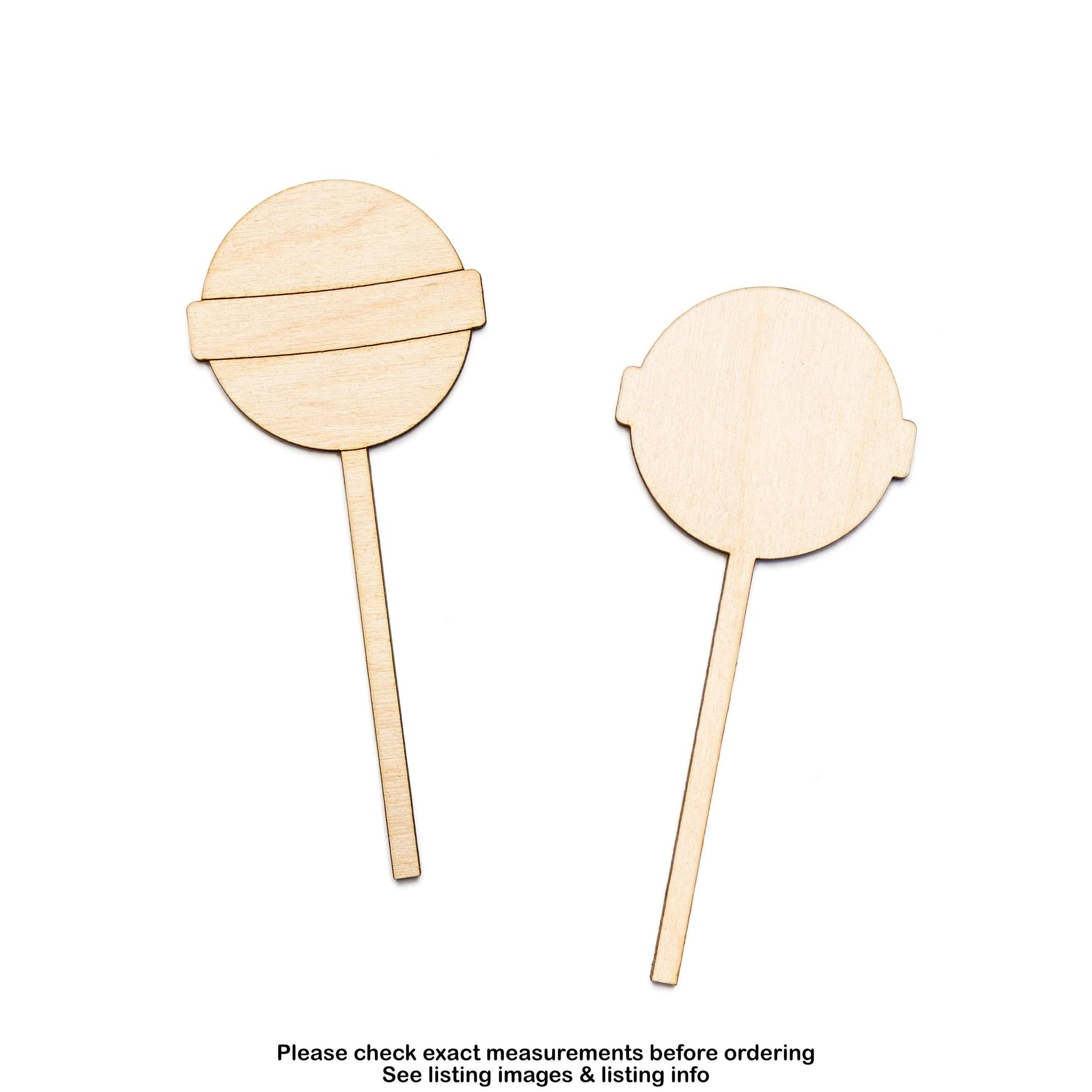 Lollipop Banded Wood Cutout - Laser Cut Unfinished Craft Shape - Multiple Sizes