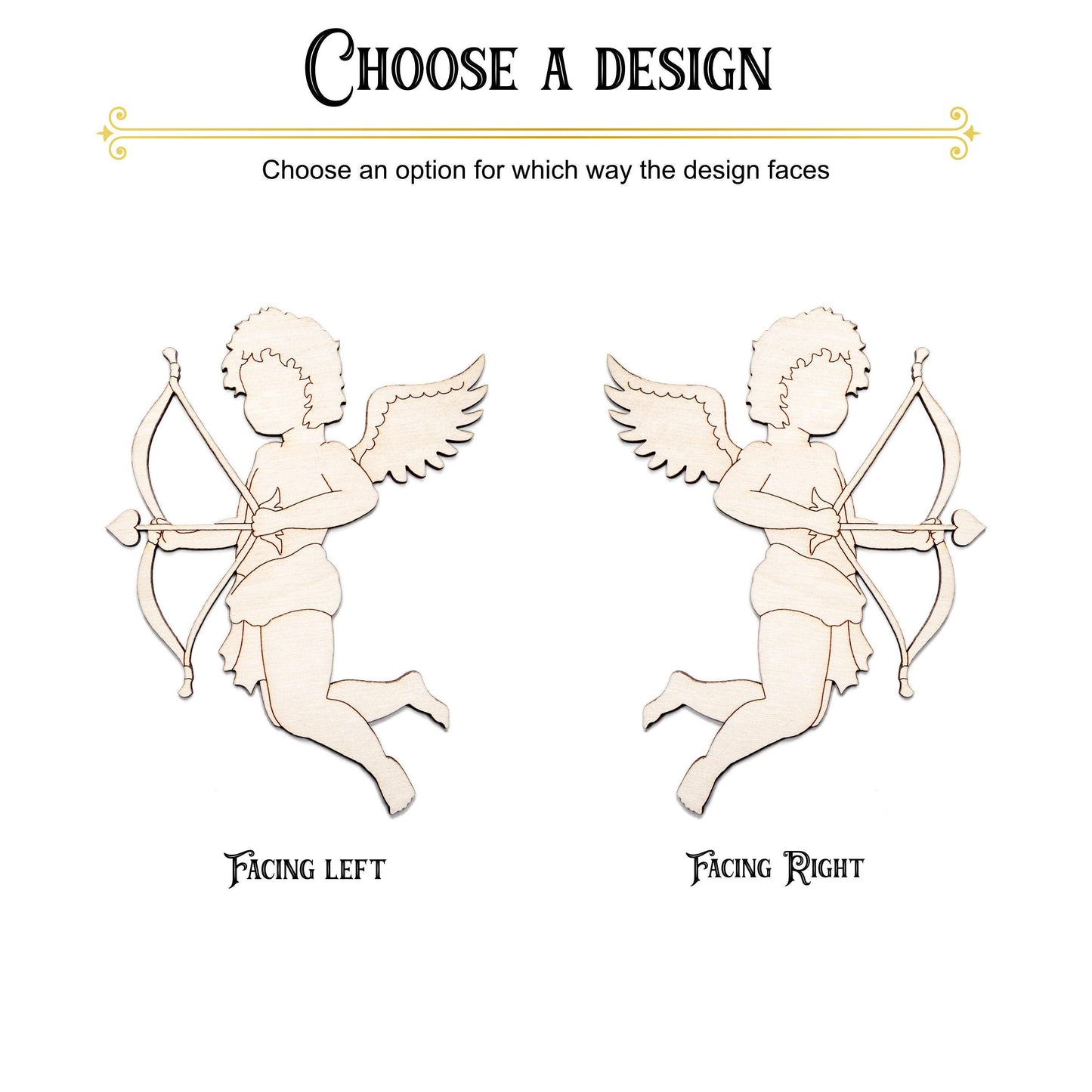 Cupid Wood Cutout - Laser Cut Unfinished Craft Shape - Multiple Sizes