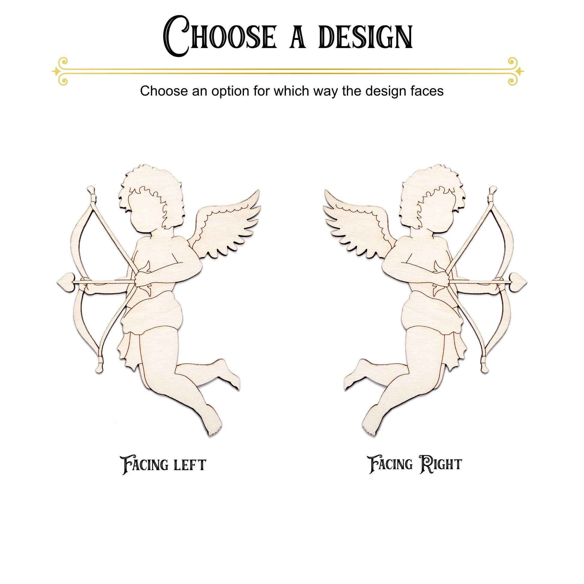 Cupid Wood Cutout - Laser Cut Unfinished Craft Shape - Multiple Sizes