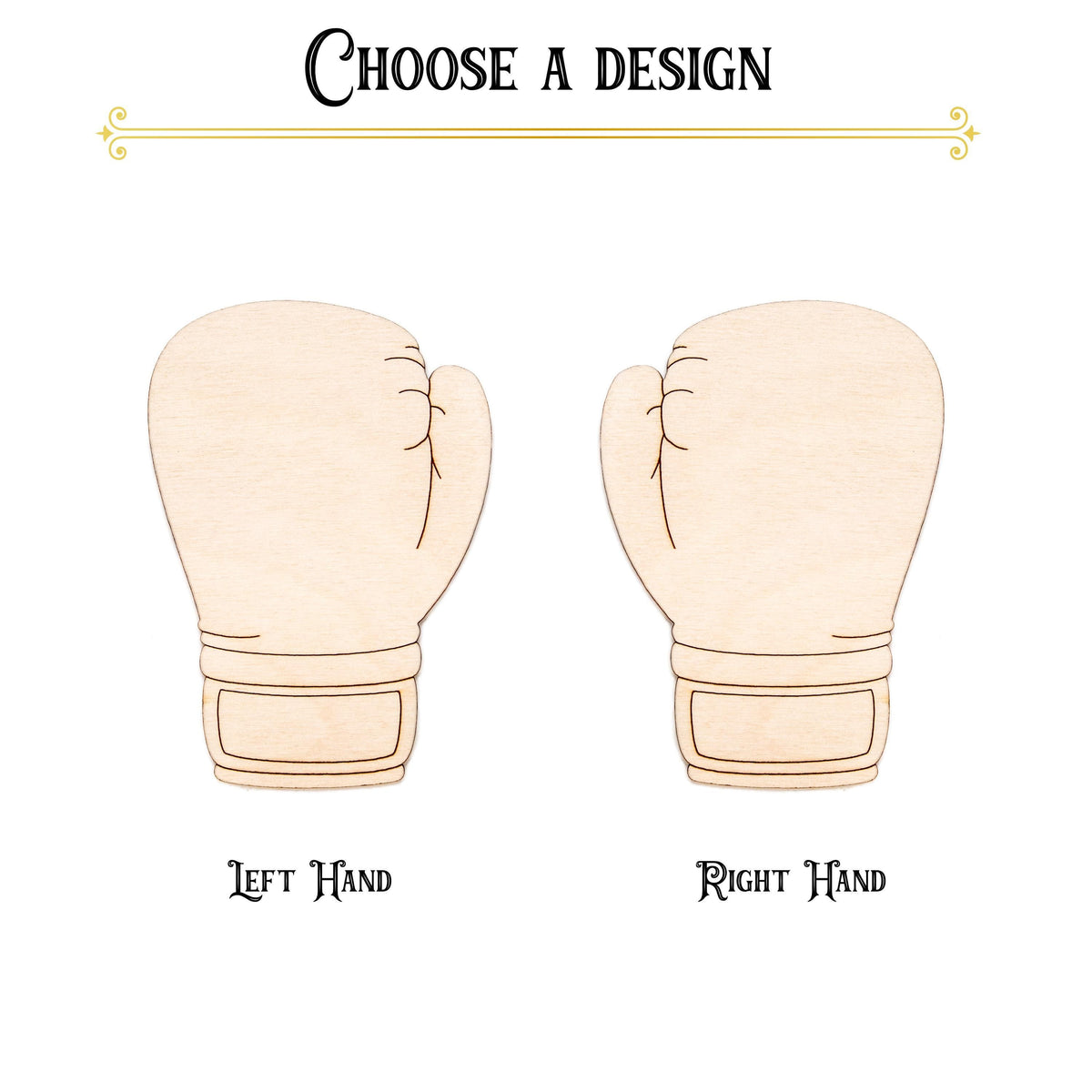 Boxing Glove Back Side Detailed Wood Cutout - Laser Cut Unfinished Craft Shape - Multiple Sizes