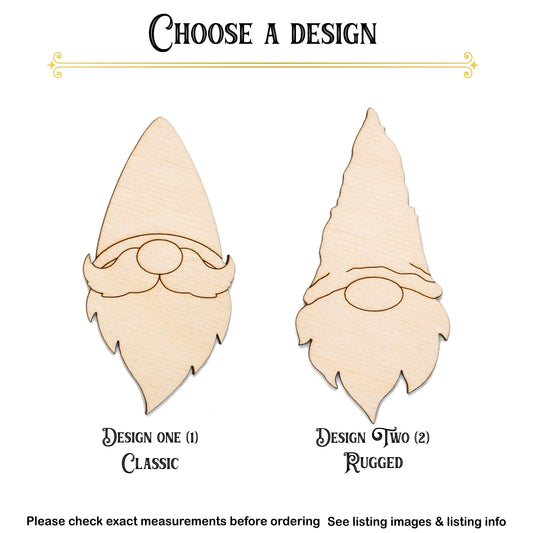 Gnome Head Wood Cutout - Laser Cut Unfinished Craft Shape - Multiple Sizes