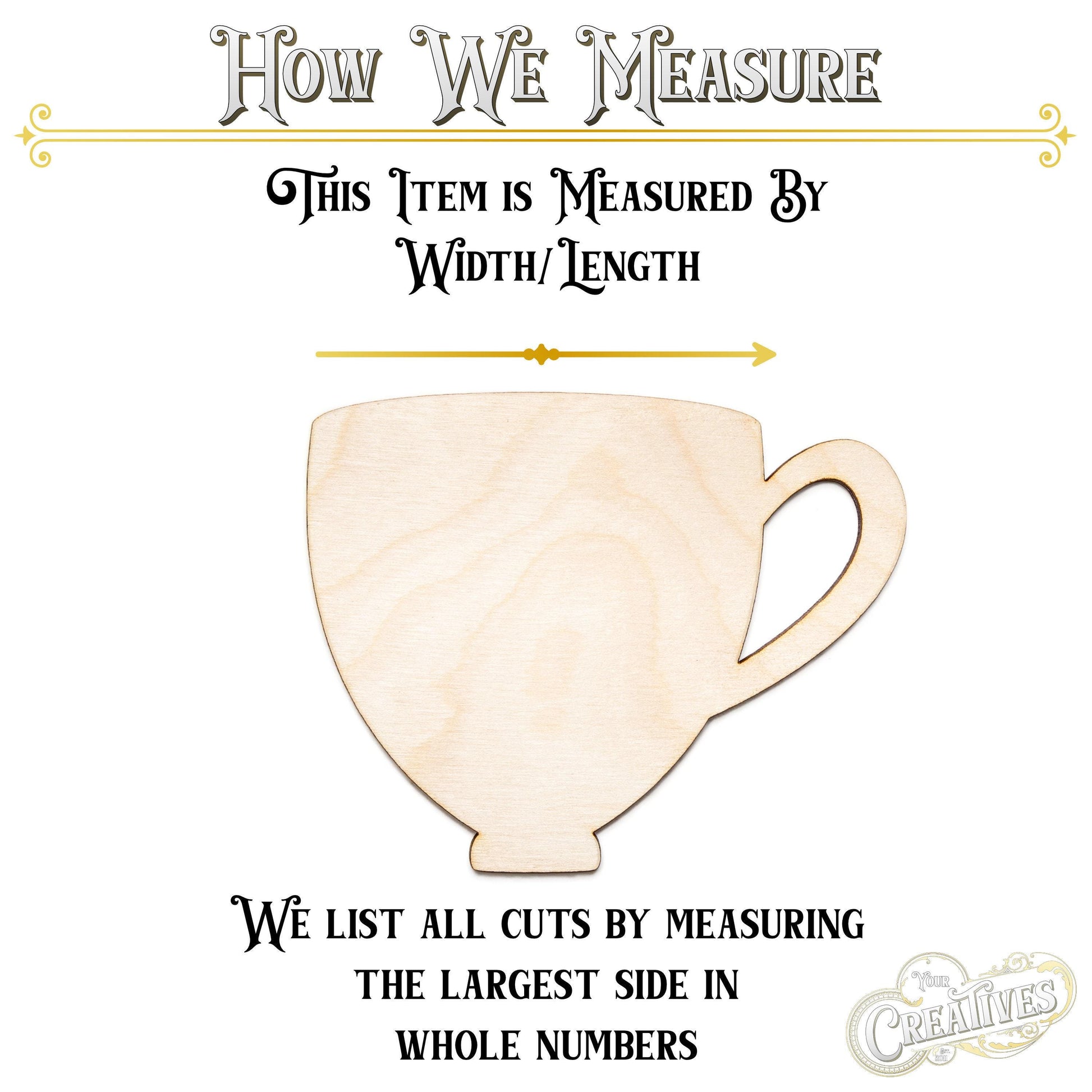 Tea Cup Blank Wood Cutout - Laser Cut Unfinished Craft Shape - Multiple Sizes