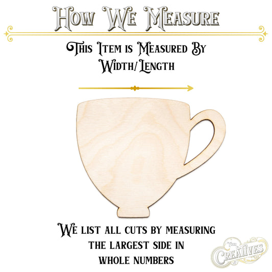 Tea Cup Blank Wood Cutout - Laser Cut Unfinished Craft Shape - Multiple Sizes