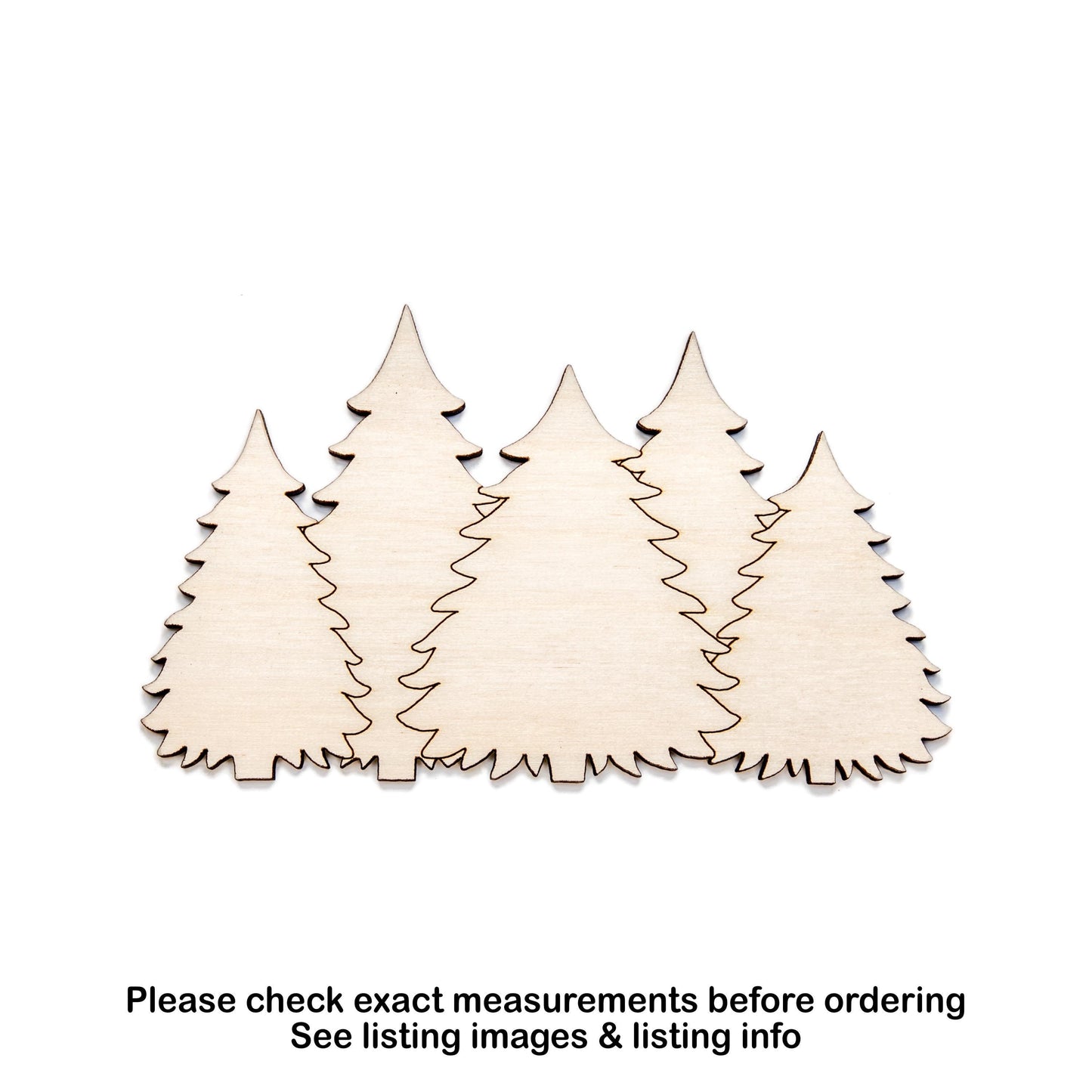 Pine Trees Bunch Detailed Wood Cutout - Laser Cut Unfinished Craft Shape - Multiple Sizes