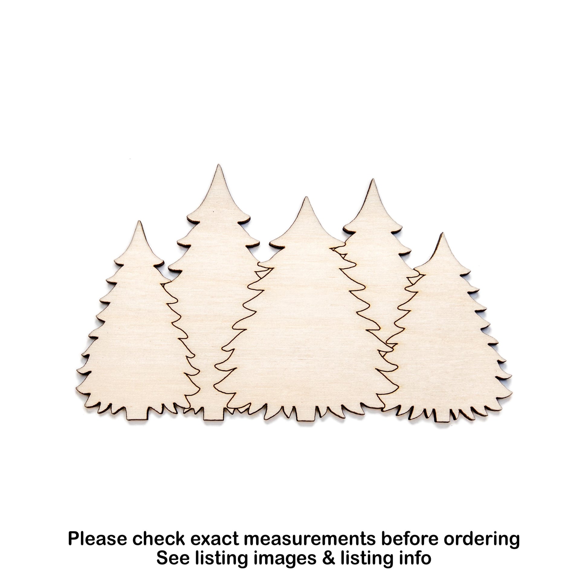 Pine Trees Bunch Detailed Wood Cutout - Laser Cut Unfinished Craft Shape - Multiple Sizes