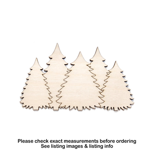 Pine Trees Bunch Detailed Wood Cutout - Laser Cut Unfinished Craft Shape - Multiple Sizes