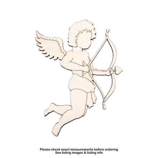 Cupid Wood Cutout - Laser Cut Unfinished Craft Shape - Multiple Sizes