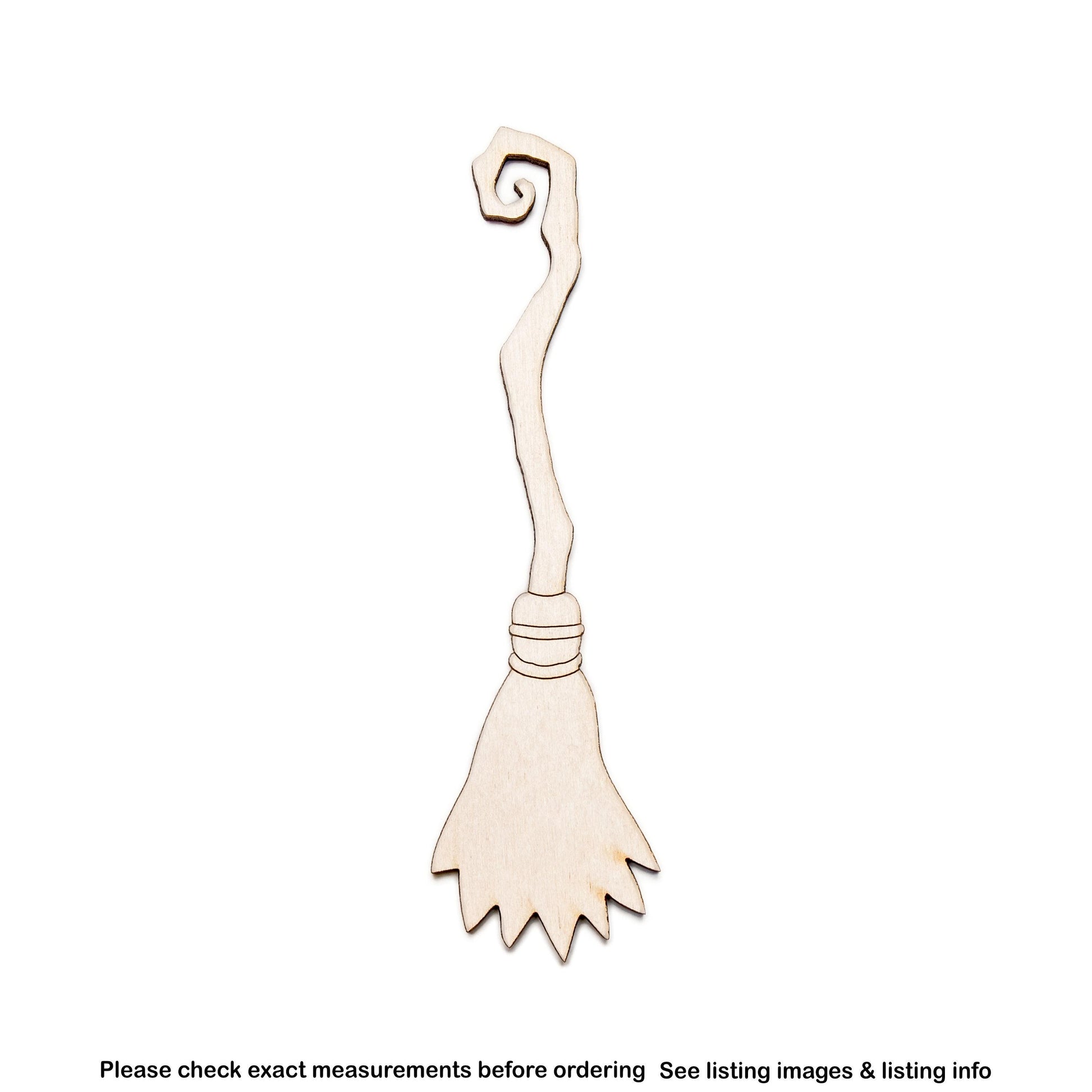Witch Broom Spiral Wood Cutout - Laser Cut Unfinished Craft Shape - Multiple Sizes