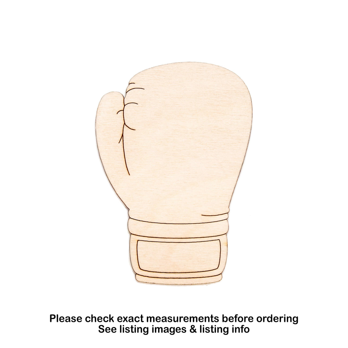 Boxing Glove Back Side Detailed Wood Cutout - Laser Cut Unfinished Craft Shape - Multiple Sizes