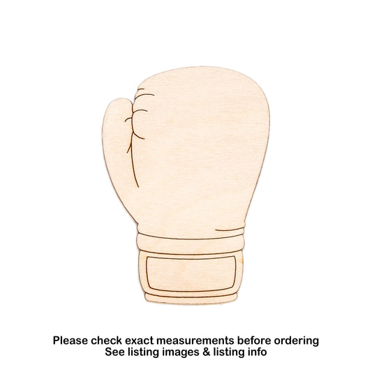Boxing Glove Back Side Detailed Wood Cutout - Laser Cut Unfinished Craft Shape - Multiple Sizes
