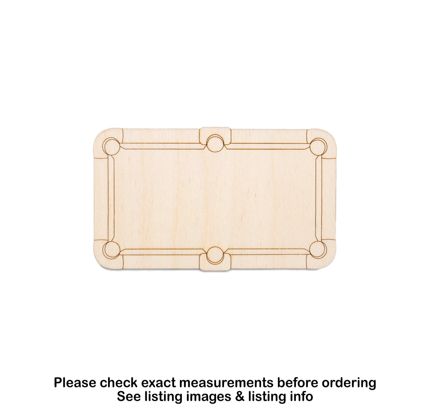 Pool Table Detailed Wood Cutout - Laser Cut Unfinished Craft Shape - Multiple Sizes