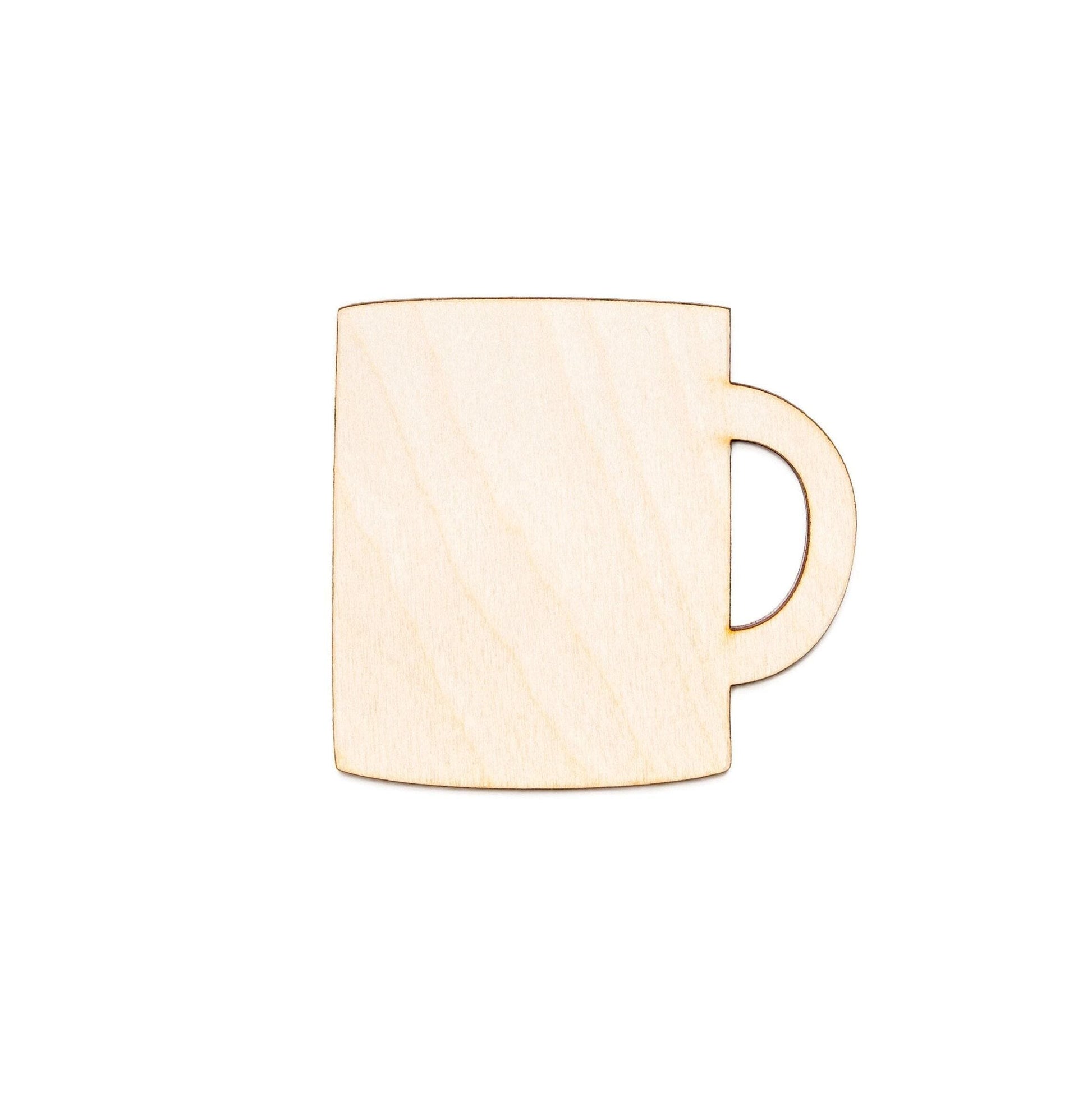 Coffee Mug Blank Wood Cutout - Laser Cut Unfinished Craft Shape - Multiple Sizes
