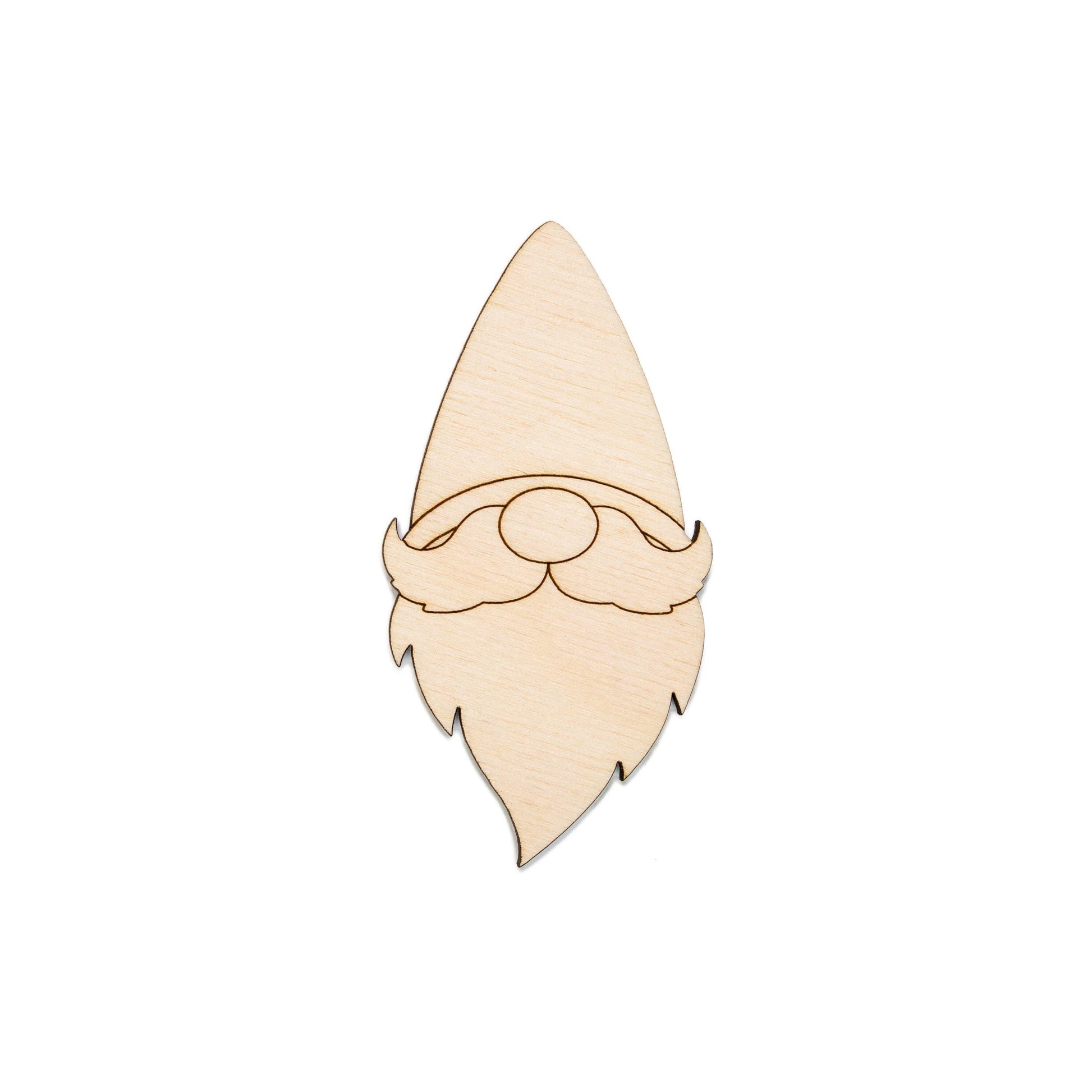 Gnome Head Wood Cutout - Laser Cut Unfinished Craft Shape - Multiple Sizes