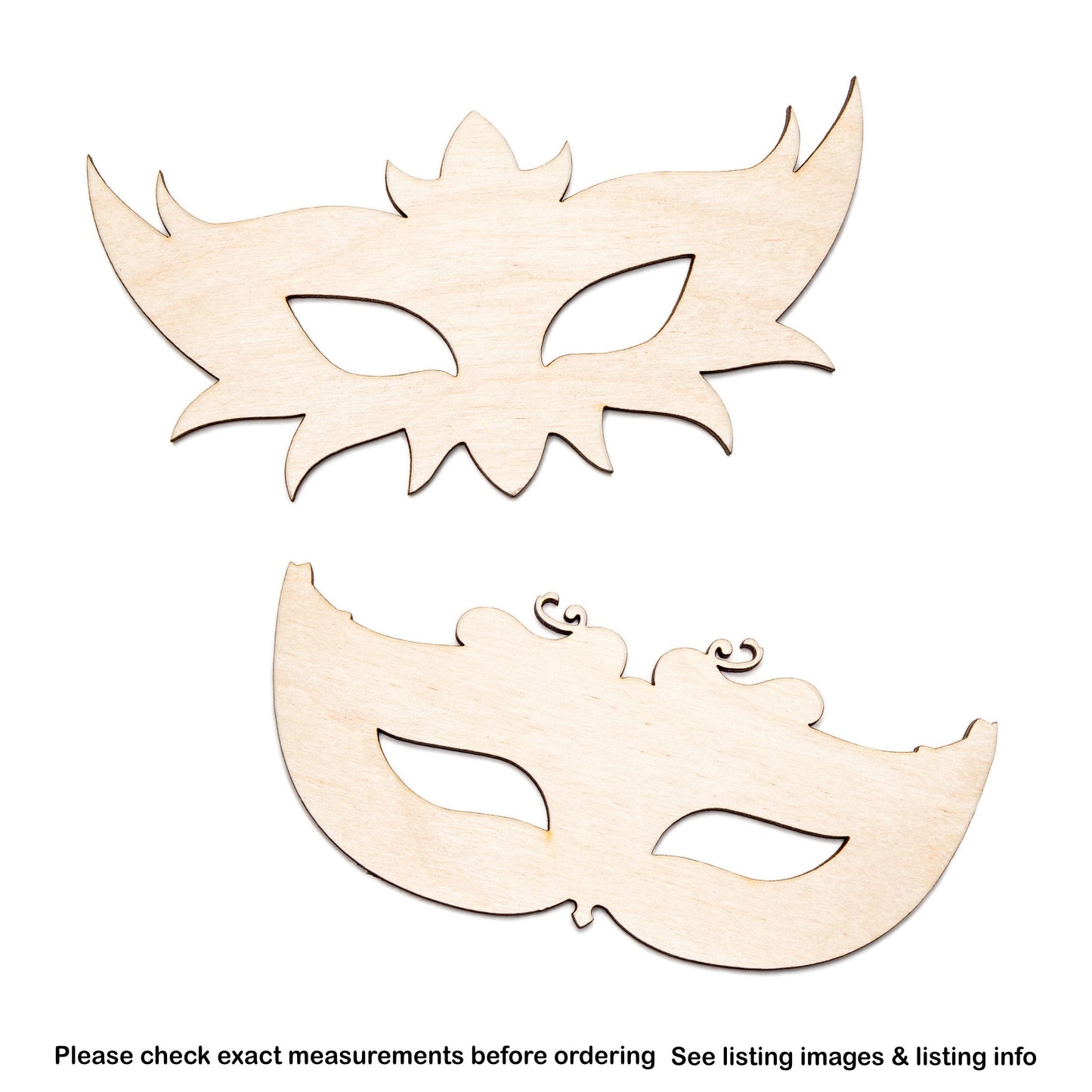 Masquerade Eye Mask Blank Wood Cutout - Laser Cut Unfinished Craft Shape - Multiple Sizes
