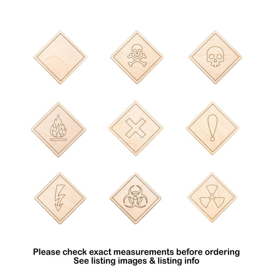 Hazard Signs Diamond Detailed Wood Cutout - Laser Cut Unfinished Craft Shape - Multiple Sizes