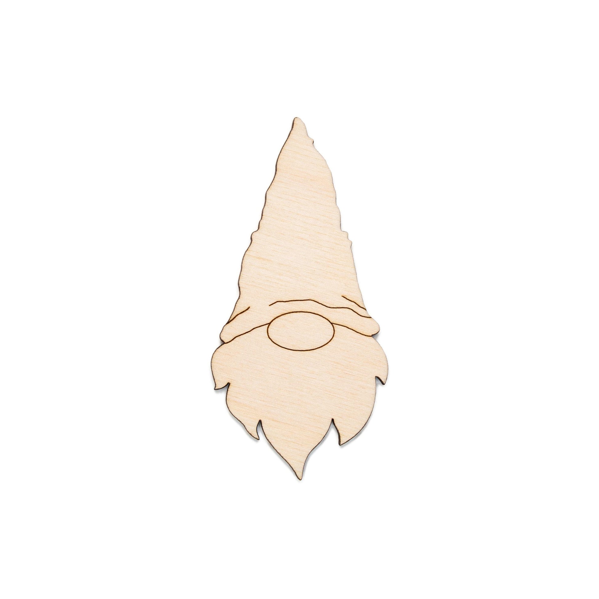 Gnome Head Wood Cutout - Laser Cut Unfinished Craft Shape - Multiple Sizes