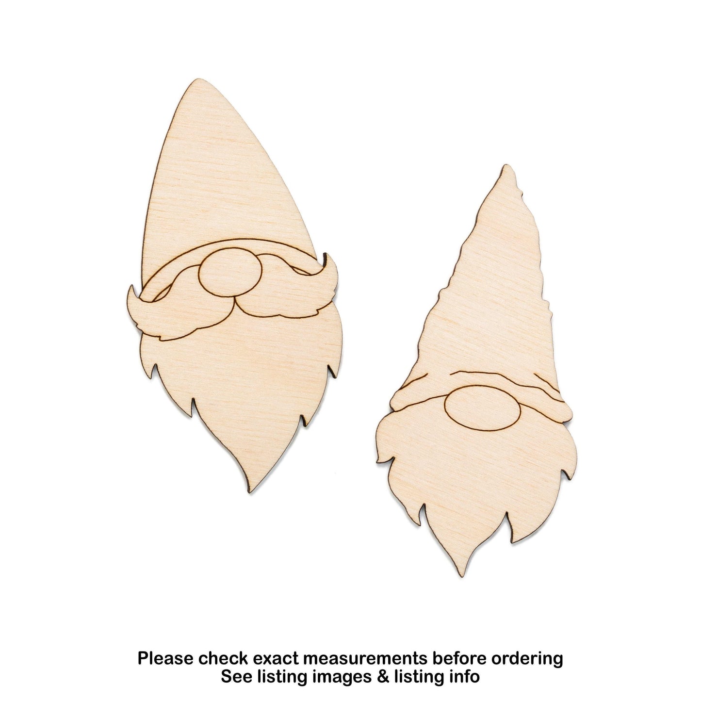 Gnome Head Wood Cutout - Laser Cut Unfinished Craft Shape - Multiple Sizes