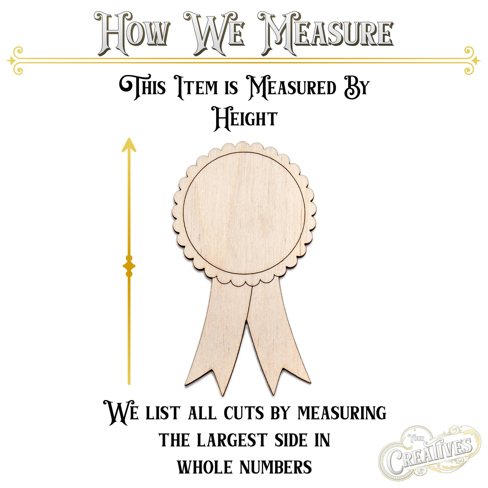 Award Ribbon Wood Cutout - Laser Cut Unfinished Craft Shape - Multiple Sizes