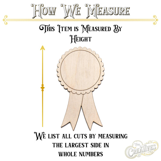 Award Ribbon Wood Cutout - Laser Cut Unfinished Craft Shape - Multiple Sizes