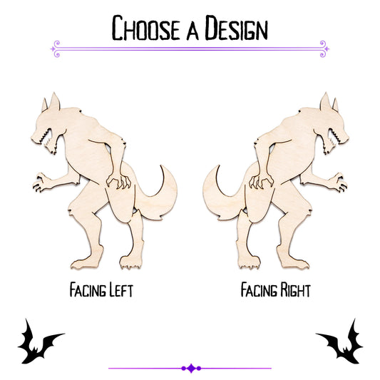 Werewolf Detailed Wood Cutout - Laser Cut Unfinished Craft Shape - Multiple Sizes