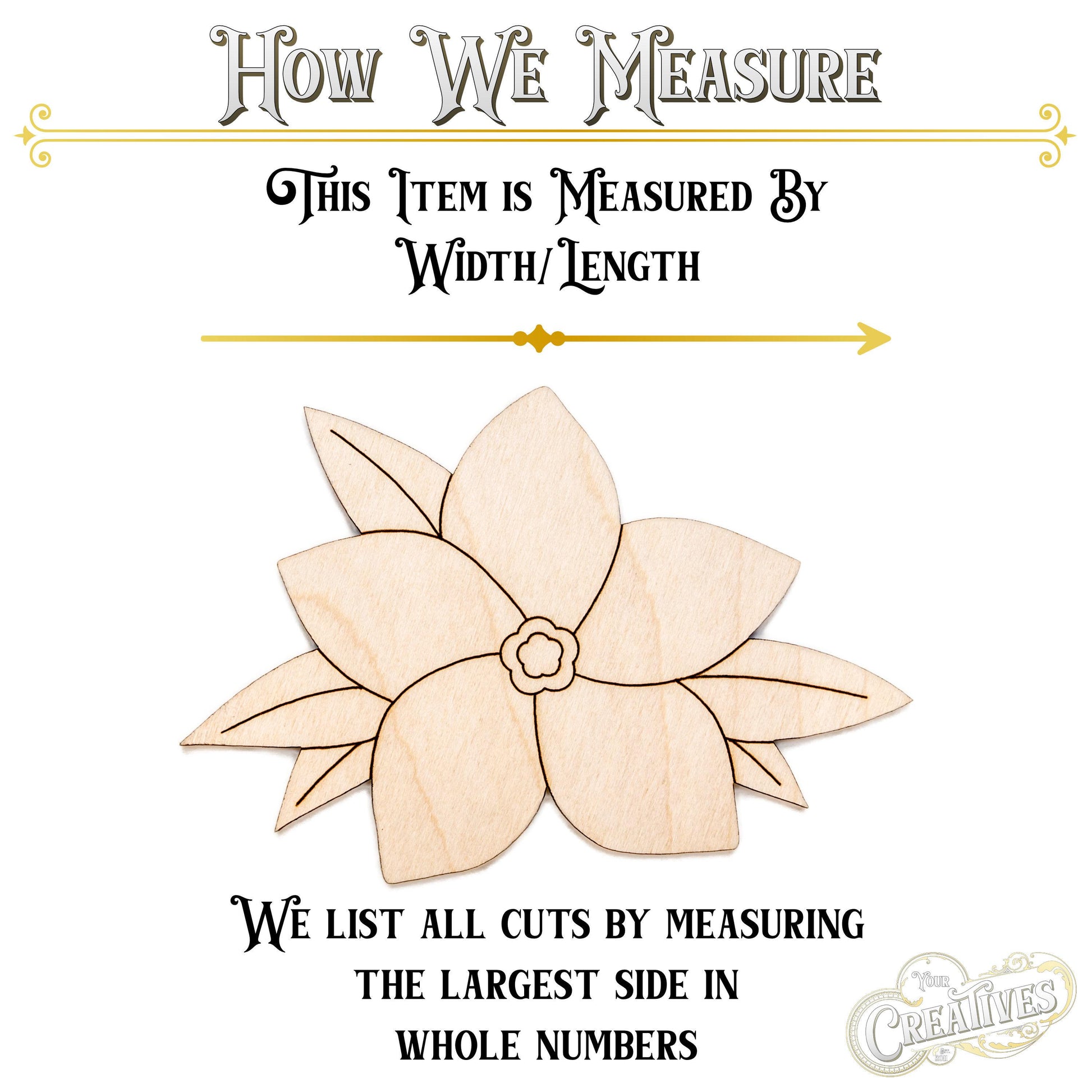 Forget Me Nots With Leaves Wood Cutout - Laser Cut Unfinished Craft Shape - Multiple Sizes