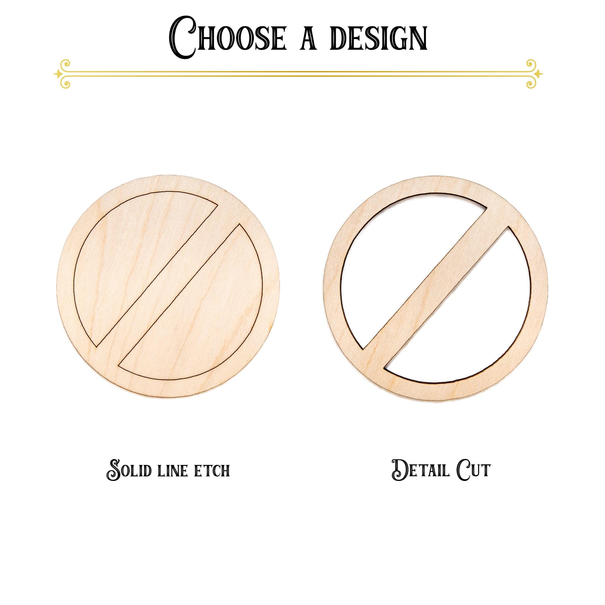 No Symbol Detailed Wood Cutout - Laser Cut Unfinished Craft Shape - Multiple Sizes
