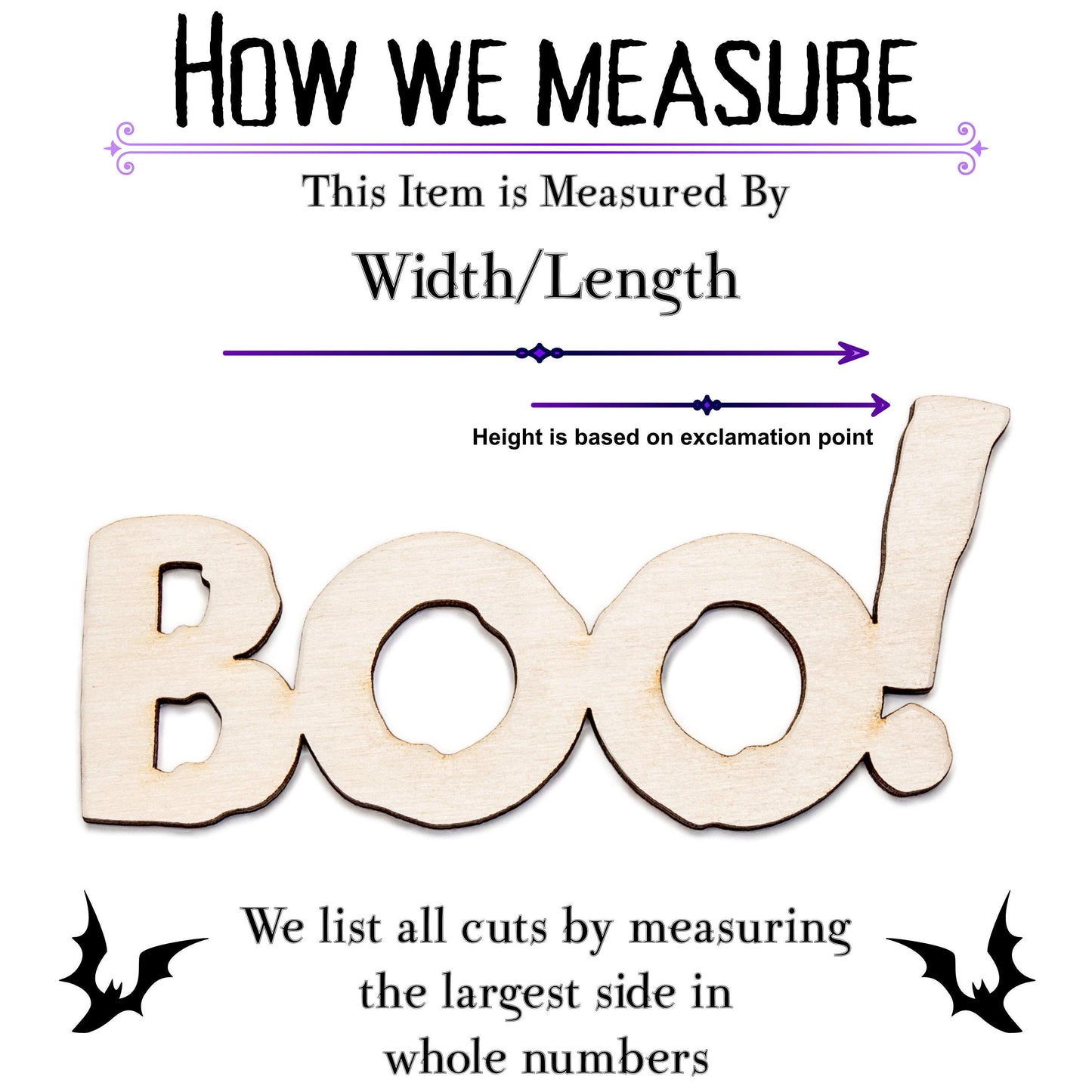 Boo With Exclamation Wood Cutout - Laser Cut Unfinished Craft Shape - Multiple Sizes