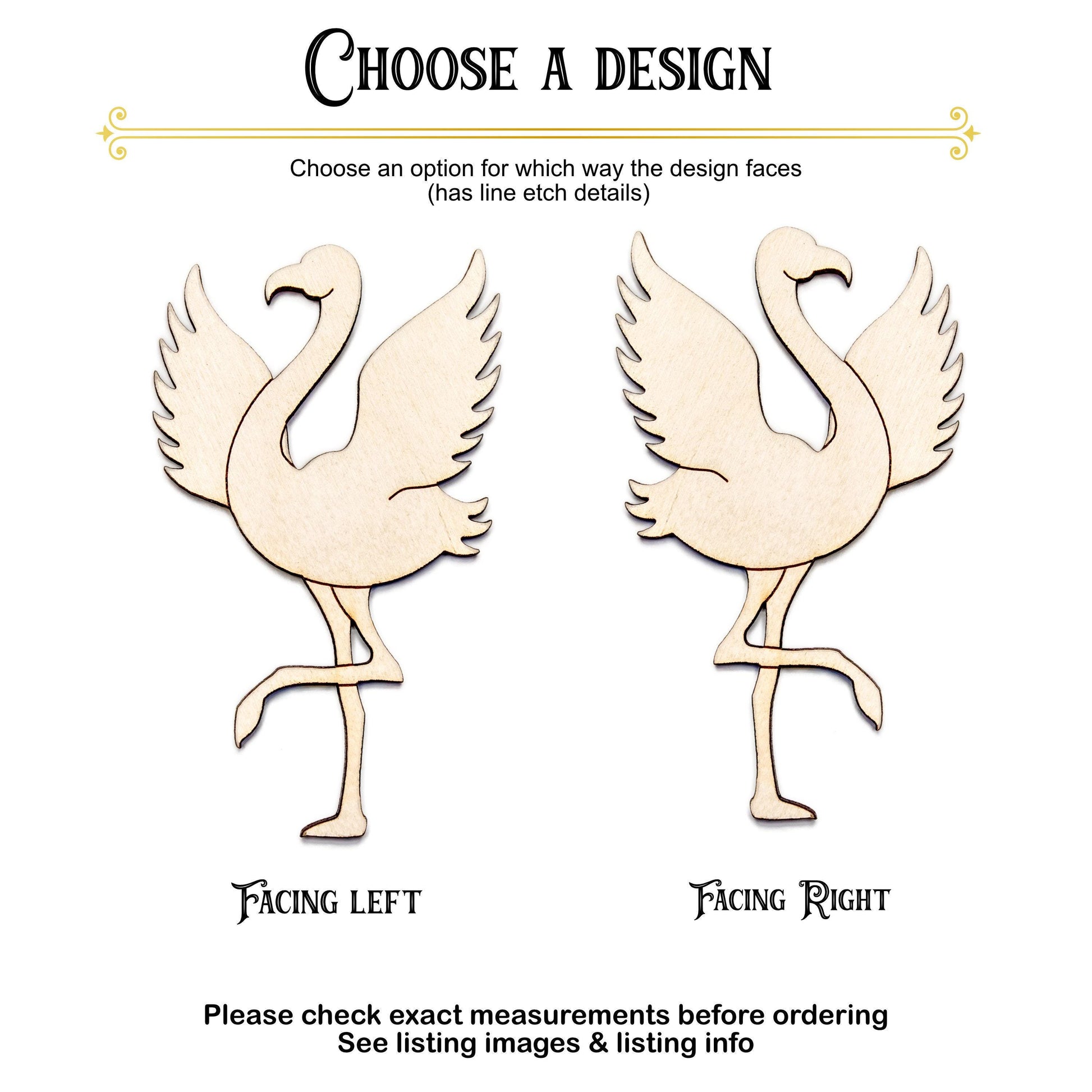 Dancing Flamingo Wood Cutout - Laser Cut Unfinished Craft Shape - Multiple Sizes