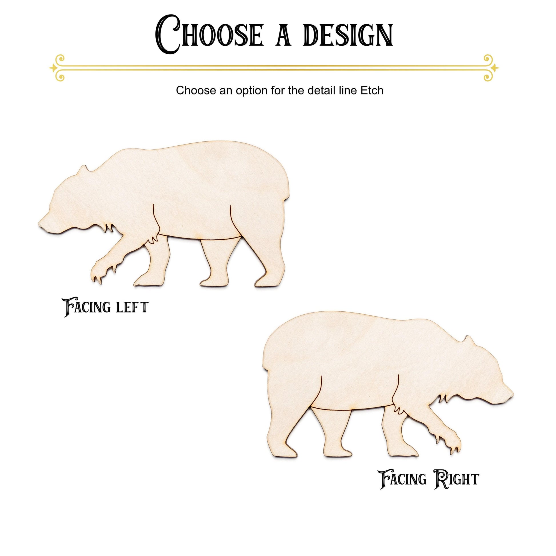 Bear Blank Wood Cutout - Laser Cut Unfinished Craft Shape - Multiple Sizes