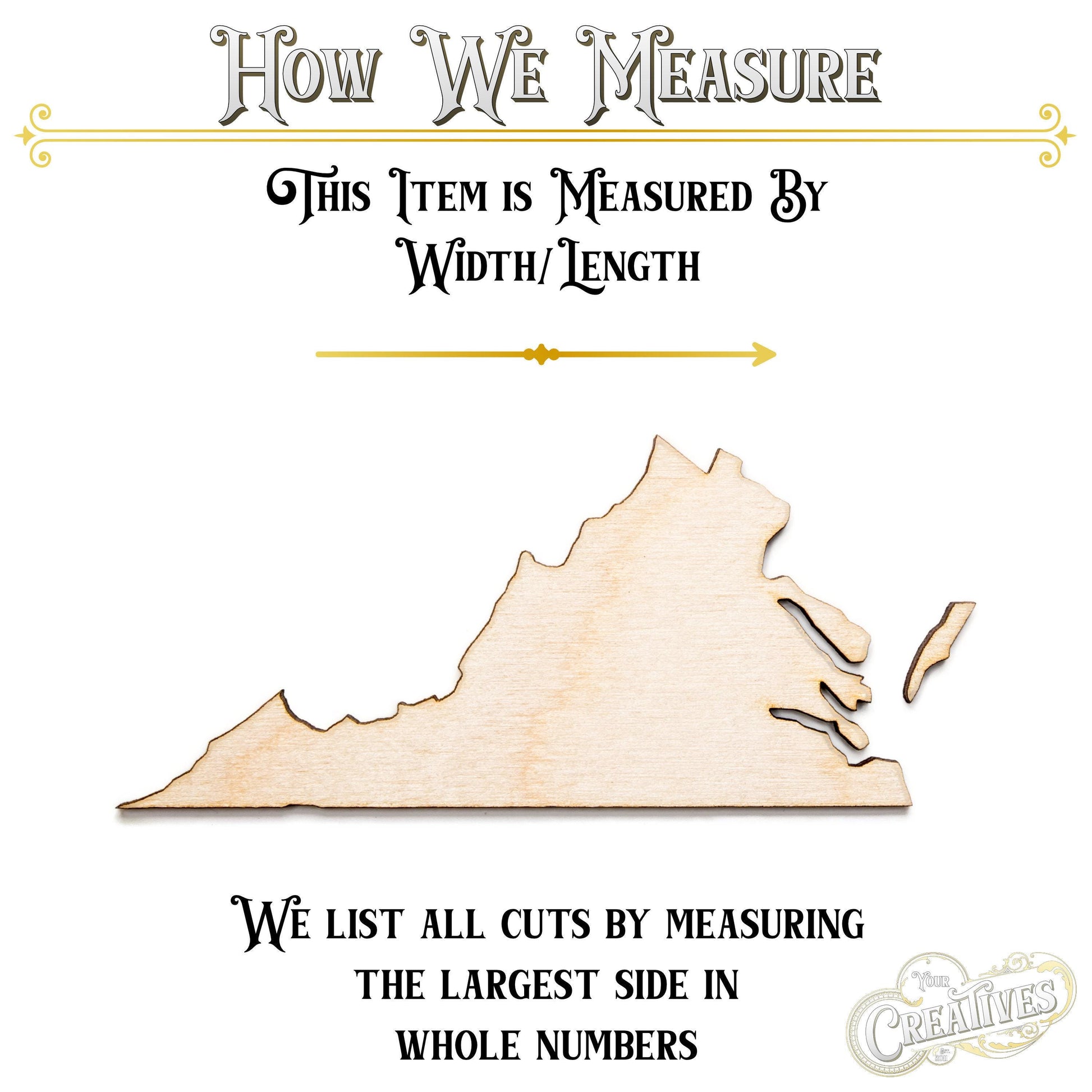 Virginia State Blank Wood Cutout - Laser Cut Unfinished Craft Shape - Multiple Sizes