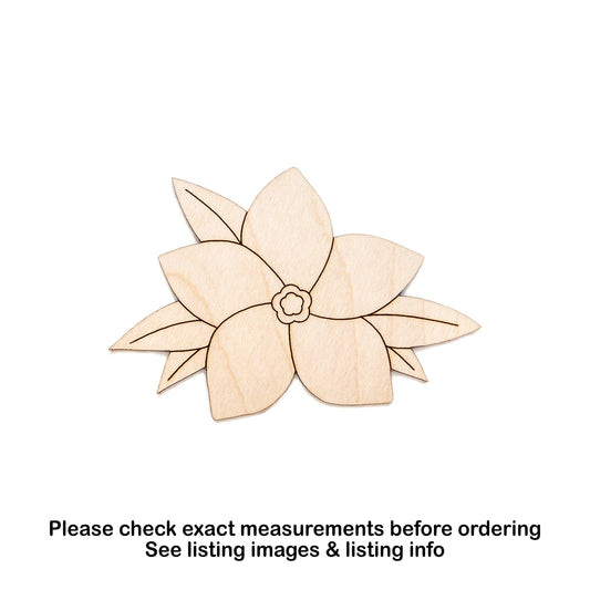 Forget Me Nots With Leaves Wood Cutout - Laser Cut Unfinished Craft Shape - Multiple Sizes