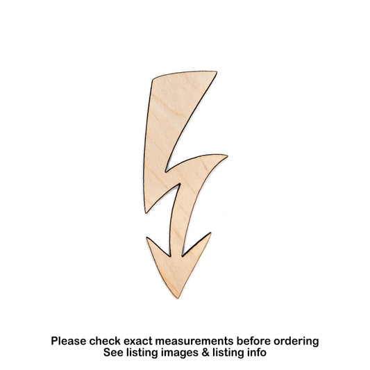 Electric Bolt Wood Cutout - Laser Cut Unfinished Craft Shape - Multiple Sizes