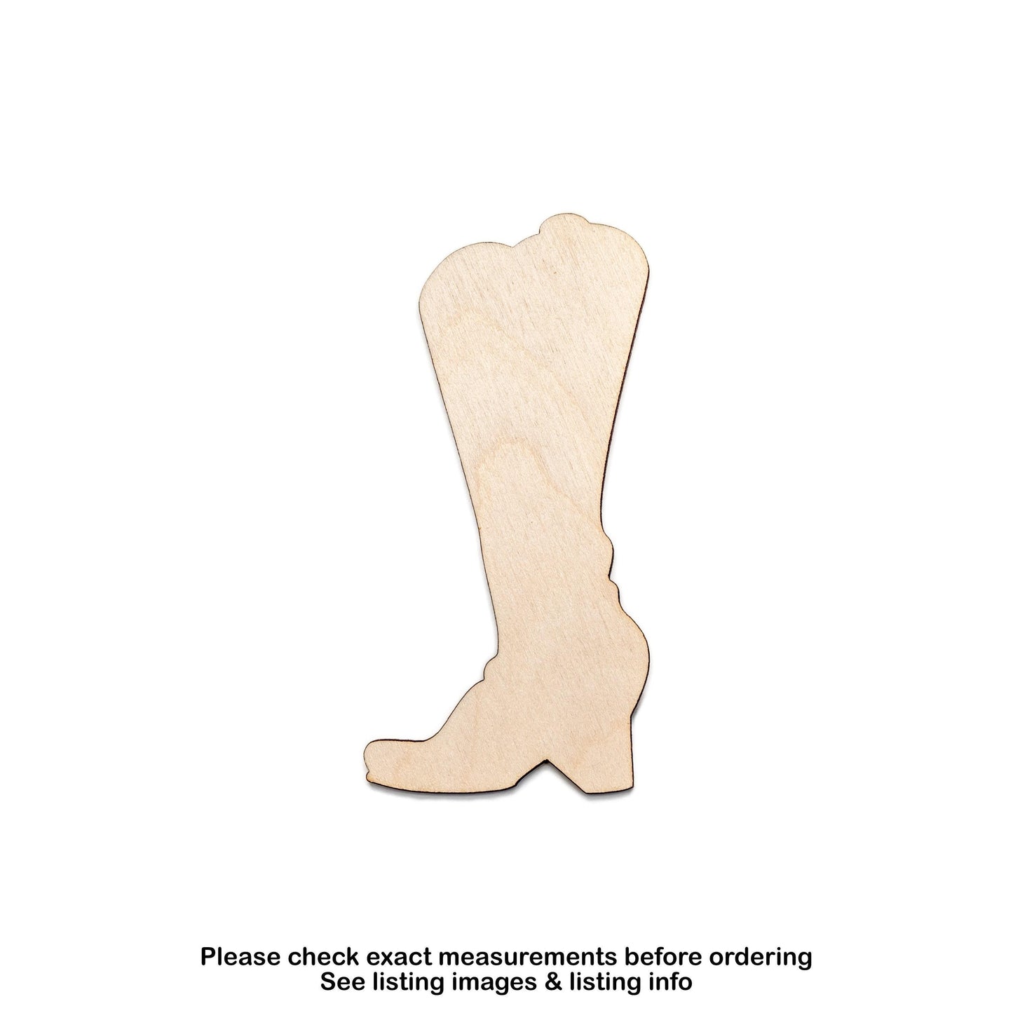 Cowgirl Boot Blank Wood Cutout - Laser Cut Unfinished Craft Shape - Multiple Sizes