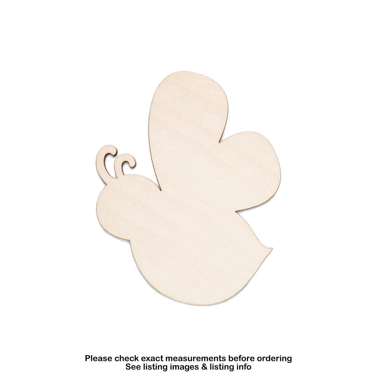 Bee Side View Cute Blank Wood Cutout - Laser Cut Unfinished Craft Shape - Multiple Sizes