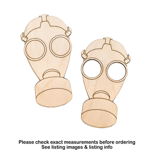 Vintage Gas Mask Wood Cutout - Laser Cut Unfinished Craft Shape - Multiple Sizes