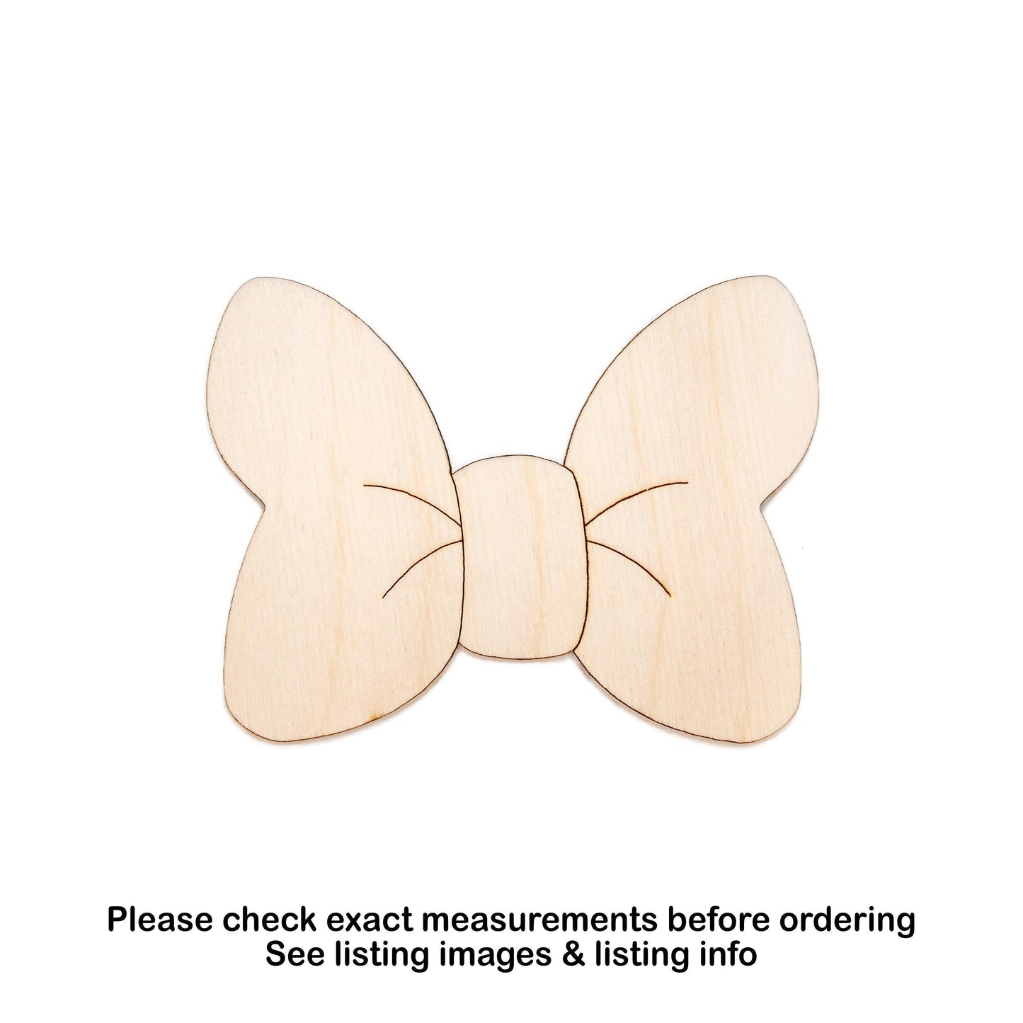 Cute Bow Wood Cutout - Laser Cut Unfinished Craft Shape - Multiple Sizes