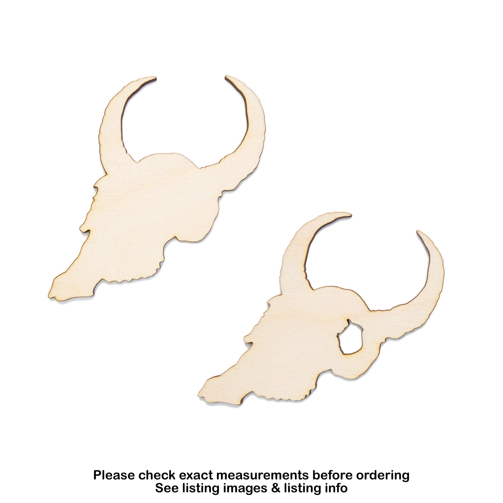 Cow Skull Side View Blank Wood Cutout - Laser Cut Unfinished Craft Shape - Multiple Sizes